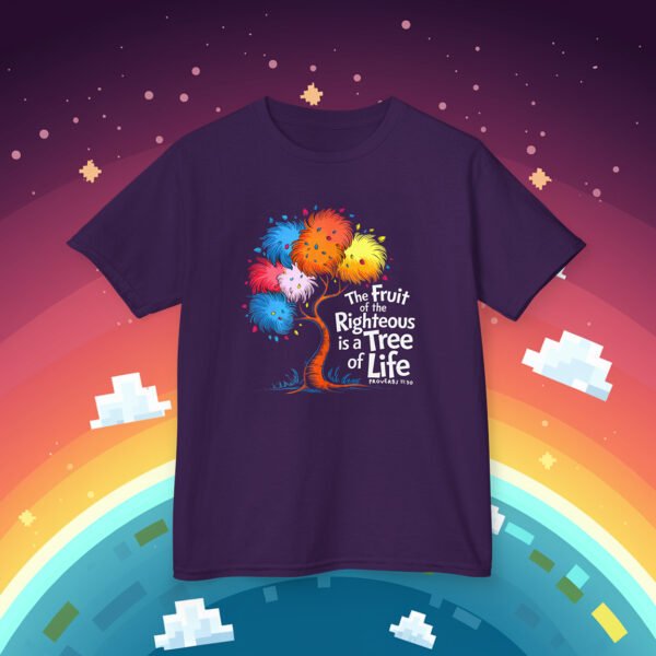 Colorful Kids Tee - The Fruit of the Righteous is a Tree of Life" Proverbs 11:30